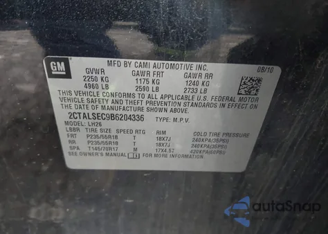 2011 GMC Terrain Sle-2 from USA, damaged, VIN 2CTALSEC9B6204336